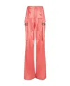 Fendi Satin-finish Wide-leg Cargo Trousers In Pink