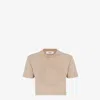 Fendi Beige Washed-out Cropped T-shirt With Logo