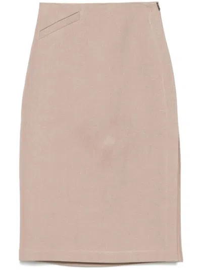 FENDI BEIGE WAXED LINEN SKIRT