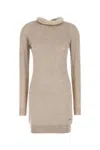 Fendi Cappuccino Wool Blend Mini Dress In Beige