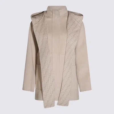 Fendi Beige Wool Coat In Neutral