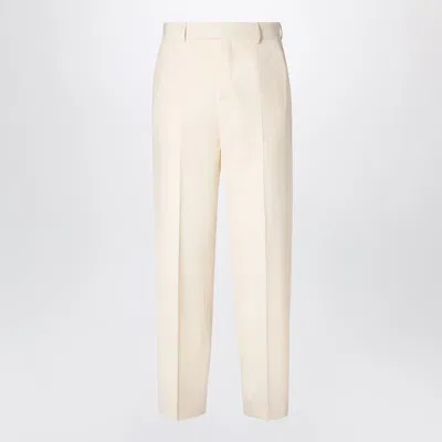 Fendi Beige Wool Gabardine Trousers In Neutral