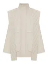 Fendi Beige Wool Parka With Removable Stole And Ff Monogram In Neutral