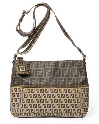 Pre-owned Fendi Beige/brown Zucca Coated Canvas Large Messenger (authentic Pre-loved)
