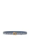 Fendi Monogram Pattern Belt With Gold-tone Hardware In Blue