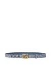 Fendi Monogram Pattern Belt With Gold-tone Hardware In Blue