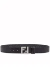 Fendi Men's Squared Ff Reversible Belt In Black