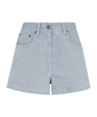FENDI FENDI FF EMBOSSED DENIM SHORTS