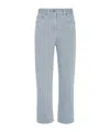 Fendi Light Denim Jeans With Embroidery In Gray