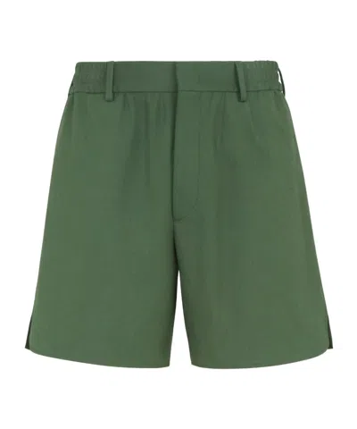 Fendi Belt-loop Shorts In Green