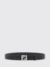Fendi Ff Squared Leather And Ff Canvas Reversible Belt Accessories In Black