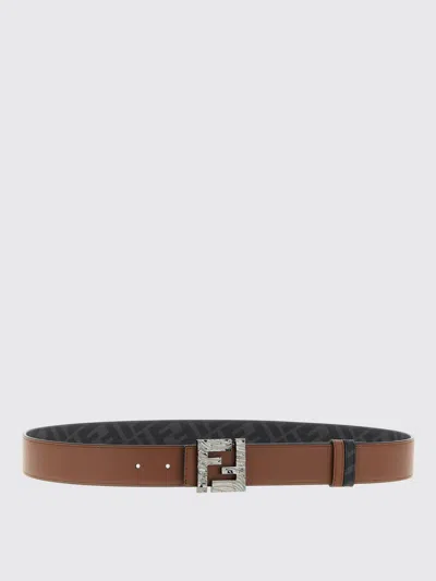 Fendi Reversible Calfskin Belt In Brown