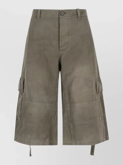 Fendi Belted Camouflage Cargo Shorts Side Straps In Gray