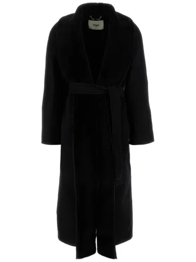 Fendi Black Wool Blend Coat | ModeSens