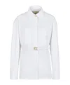 Fendi Belted Collared Jacket In White