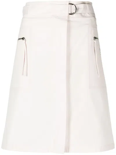 Fendi Belted Cotton Miniskirt In Pink