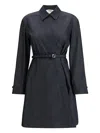 Fendi Belted Denim Shirt Mini Dress In Blue