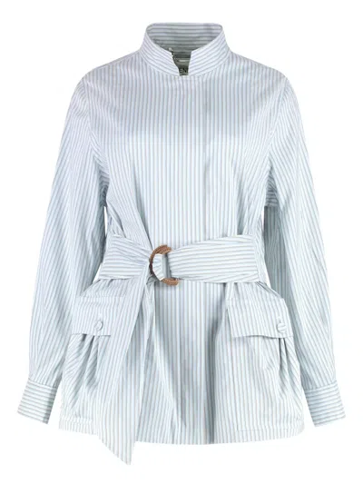 Fendi Cotton And Silk Blouson In Blue