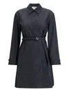 Fendi Cross-front Chambray Shirt Mini Dress In Blue