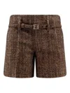 Fendi Women Alpaca And Wool Shorts In Brown
