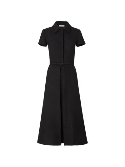 Fendi Belted Short-sleeve Midi Dress In Black