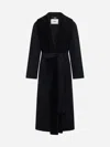 Fendi Belted Wool Coat In Black