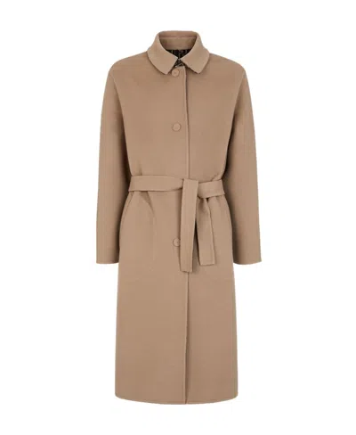 Fendi Belted Wool Coat In Nude