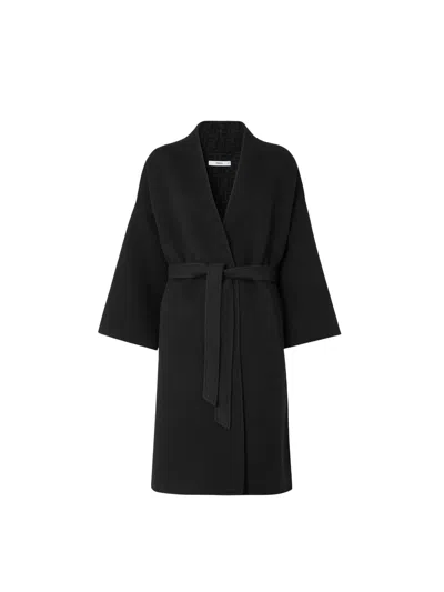 Fendi Belted Wrap Coat In Black