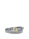 Fendi Women Ff Embroidered Denim Belt In Blue