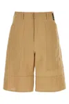 Fendi Camel Paper Bermuda Shorts In Brown