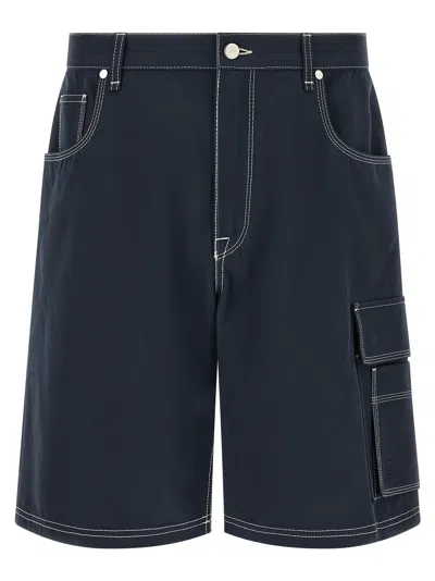 Fendi Bermuda Cargo Canvas Shorts In Blue