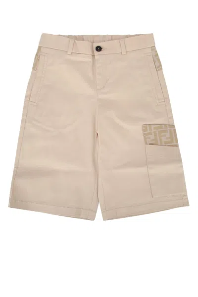 Fendi Kids' Bermuda Eavy Gabardine In Neutral