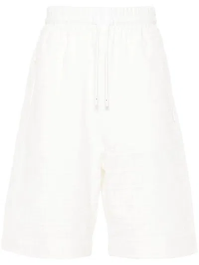 Fendi Ff Cotton Bermuda Shorts In White