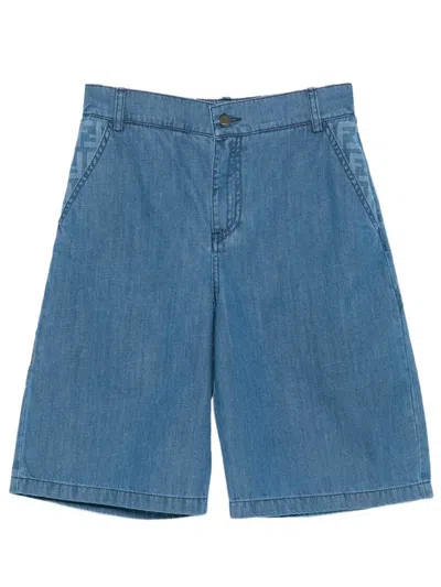 Fendi Kids' Denim Shorts In Blue