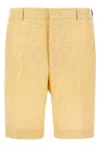 Fendi Pantaloni Corti In Jacquard Ff Di Lino Giallo