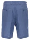 Fendi Linen Bermuda With Jacquard Trousers Light Blue