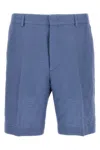 Fendi Light Blue Jacquard Ff Bermuda In Blue