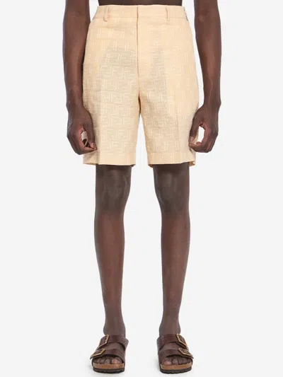 Fendi Ff Jacquard Bermuda Shorts In Yellow