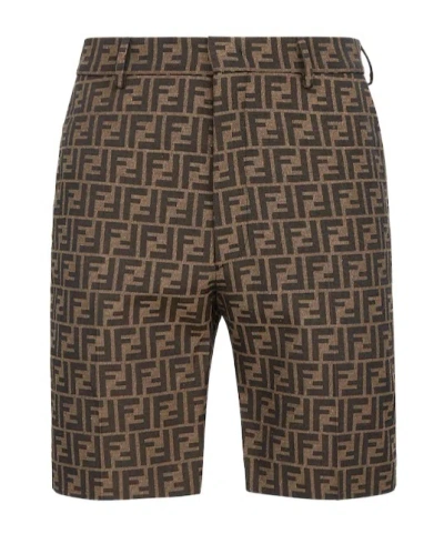 Fendi Bermuda Pants In Brown Fabric