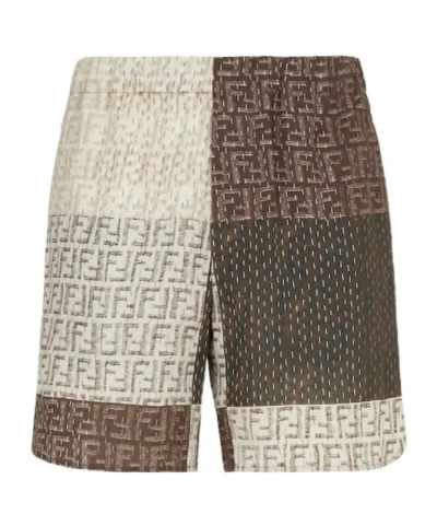 FENDI FENDI ALL-OVER FF PRINT PANELLED BERMUDA SHORTS