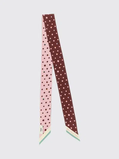 Fendi Women Silk Wrappy Bandeau With Falena Dots Motif In Burgundy
