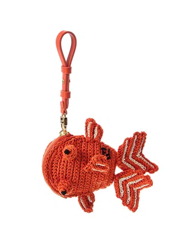 Fendi Bff Crochet Coin Purse In Orange