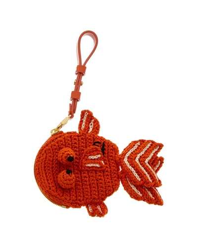 Fendi Bff Crochet Coin Purse In Red