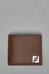 Fendi Leather And Ff Canvas Compact Bi-fold Wallet In Brown