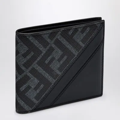 Fendi Bi-fold Wallet In Grey/black Ff Fabric Men In Blue
