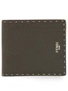 Fendi Exposed Stitching Leather Bifold Wallet