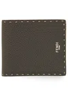 Fendi Exposed Stitching Leather Bifold Wallet In Brown