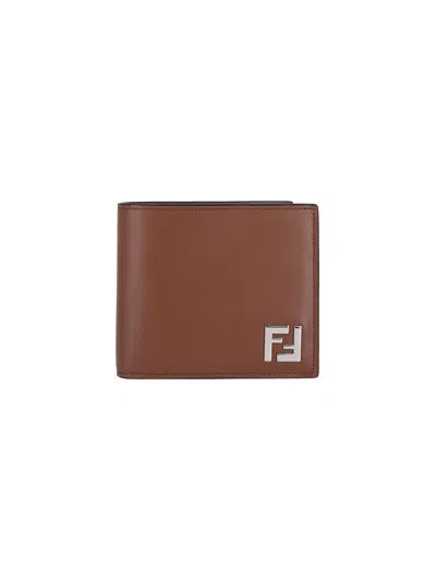 Fendi Bi-fold Wallet Squared Ff In Brown