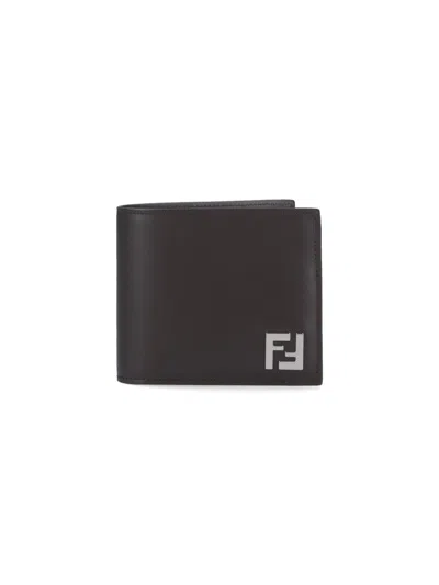 Fendi Bi-fold Wallet Squared Ff In Black