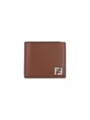 Fendi Leather And Ff Canvas Compact Bi-fold Wallet In Brown